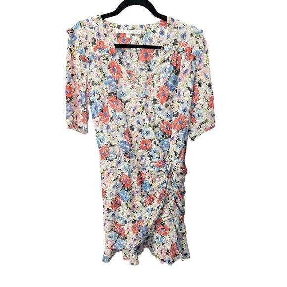 Veronica Beard Dakota Ruched Silk Floral Mini Dress White Multi Sz 6 WornOnTV - Picture 3 of 12